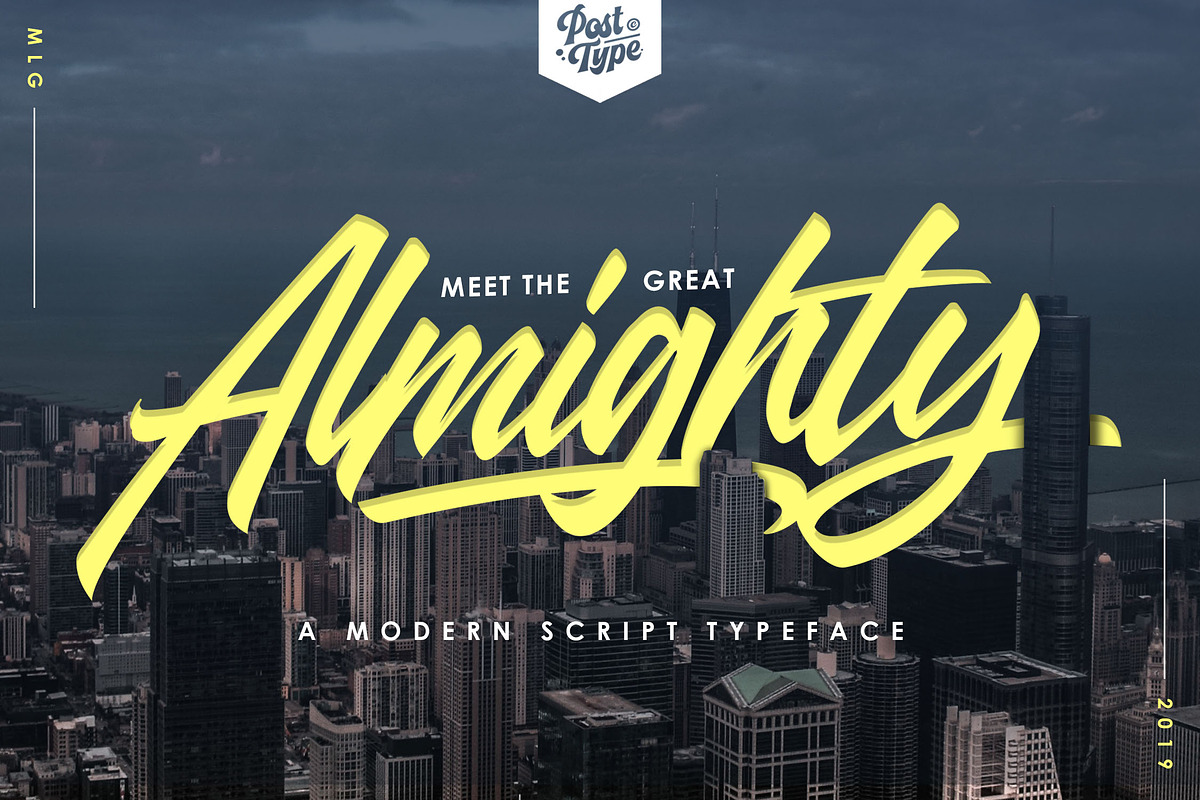 Almighty - Modern Script, a Script Font by Godzillab (Photo 1 of 10)