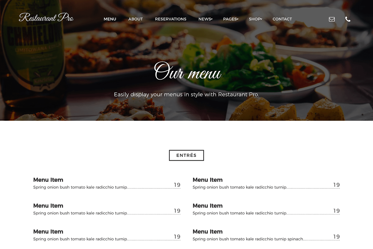 Restaurant Pro, a WordPress Template by Seo Themes (Photo 2 of 3)