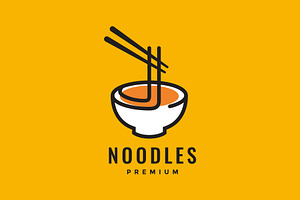 noodle bowl chopstick taste logo, a Branding & Logo Template by devastd