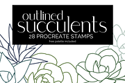 Succulent Outline Stamp Brushes, a Brush Add-On by AureDesignCo (Thumbnail 1 of 3)