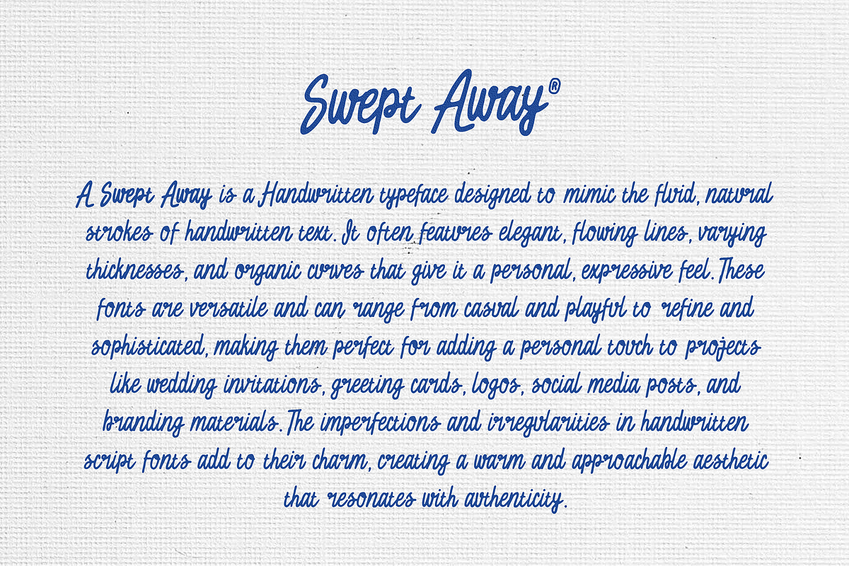 SweptAway - Handwritten Script Font, a Script Font by Typeparties