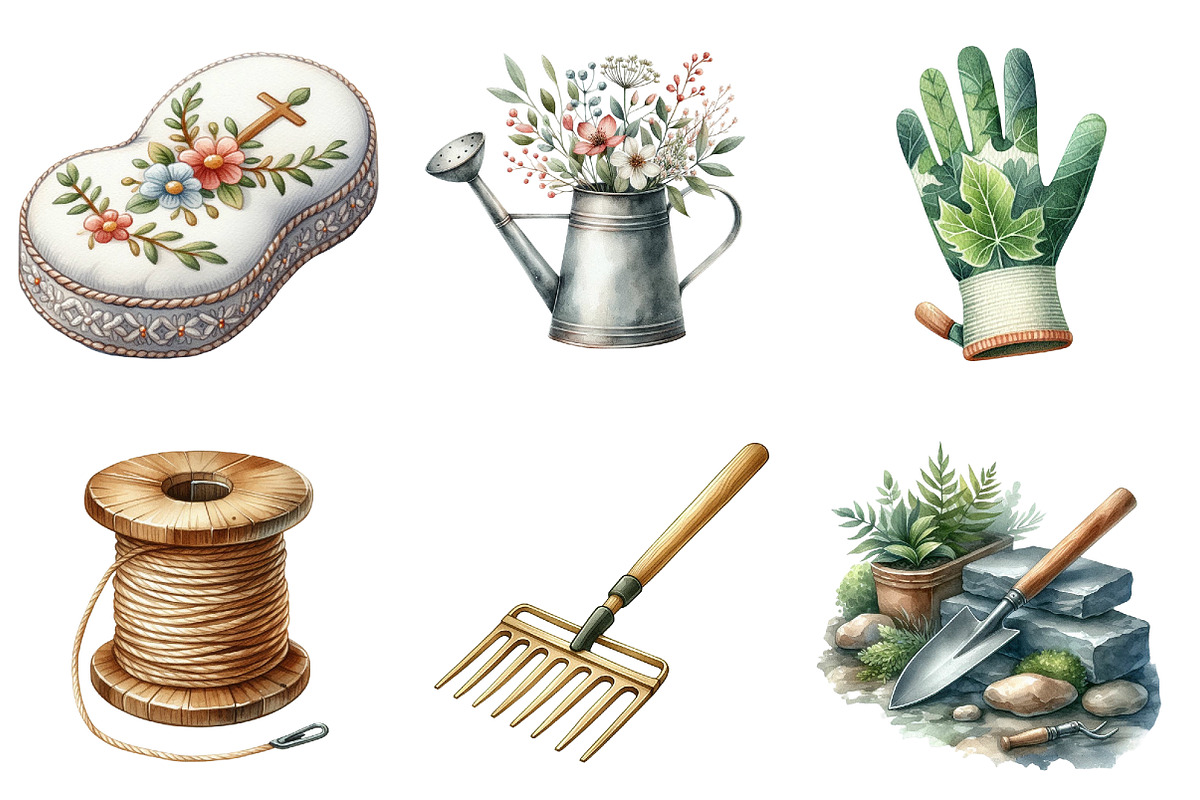 Gardening Tools Watercolor  Png, an Illustration by cherrydesign (Photo 3 of 5)