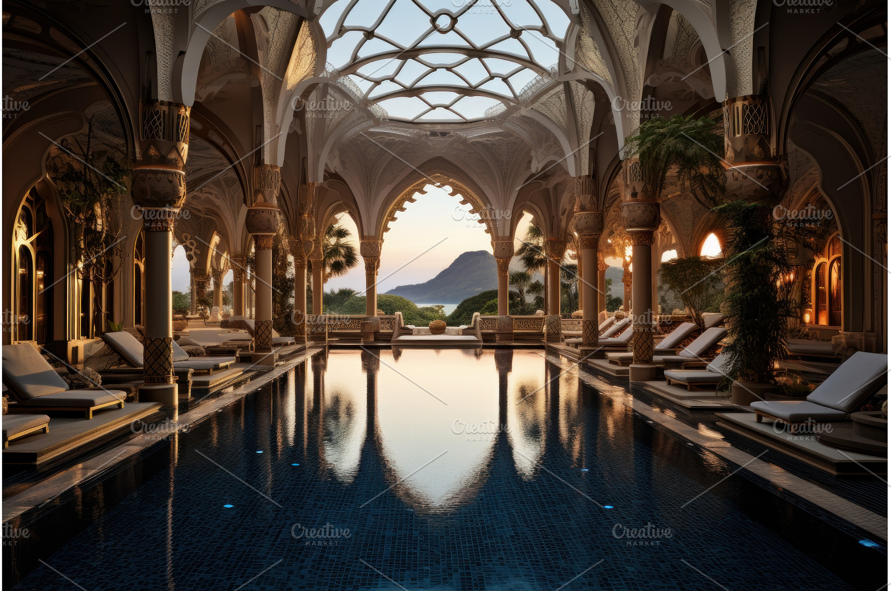 Pristine Empty luxurious resort pool, a Nature Photo by Ylivdesign