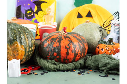 Halloween party setting with