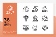 Real Estate Icons, an Outline Icon by Becris (Thumbnail 1 of 3)