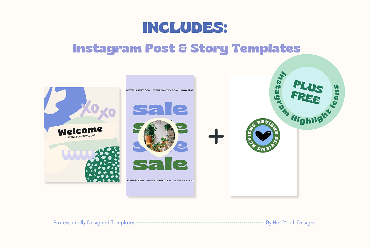 Modern Blue Instagram Templates, a Social Media Template by Hell Yeah Designs (Photo 2 of 10)