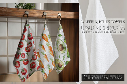 Waffle Kitchen Towels Mockups, a Product Mockup by mock-ups