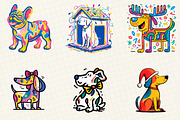 Retro Christmas Dog Clipart, an Illustration by DreamCafeArt (Thumbnail 4 of 6)