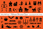 Halloween Silhouettes Clipart, a Decorative Illustration by Melissa Held Designs (Thumbnail 1 of 4)