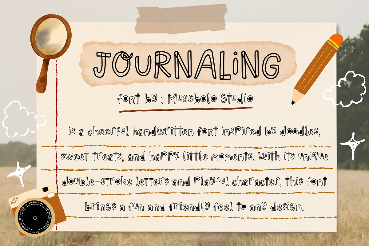 Journaling Doodle font, a Handwritten Font by Mussbolo Studio (Photo 1 of 3)