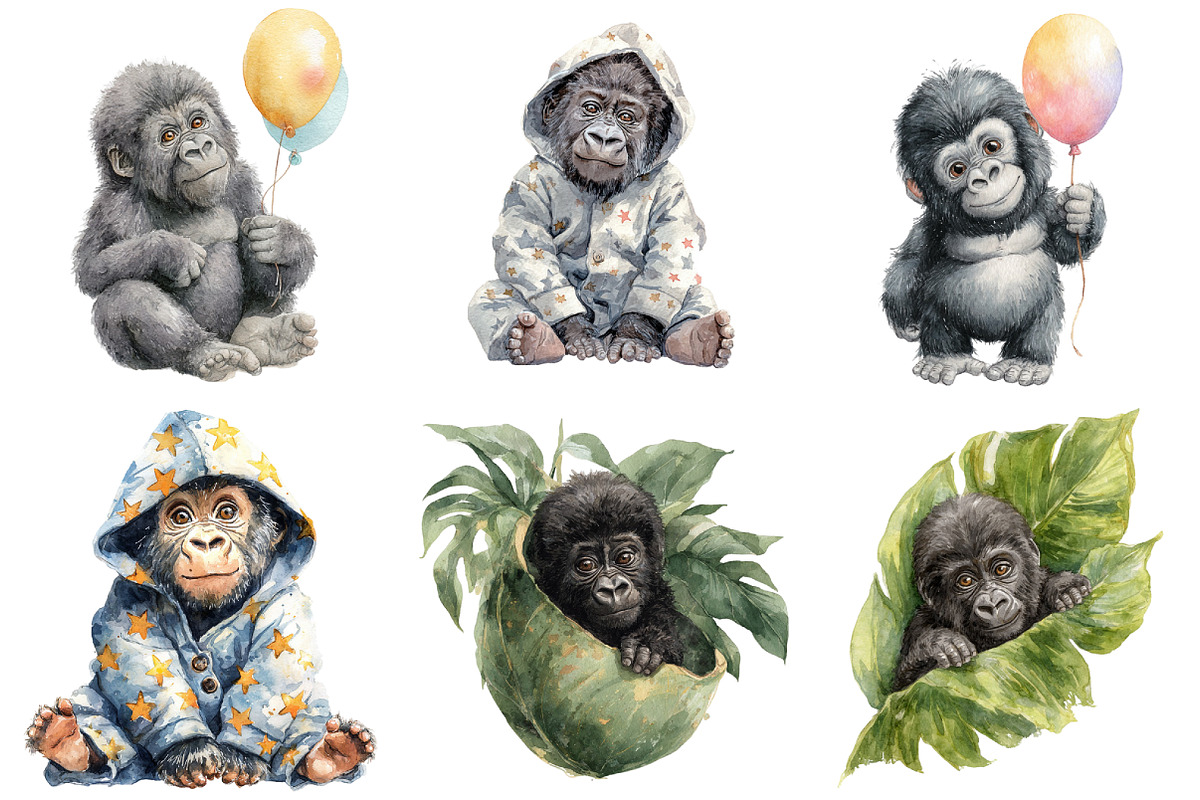 Baby Gorilla Clipart., a Graphic by CitraGraphics (Photo 2 of 4)