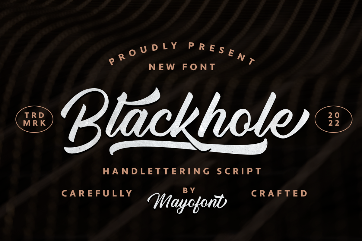 Blackhole - Script Font, a Script Font by Mayofont (Photo 1 of 11)