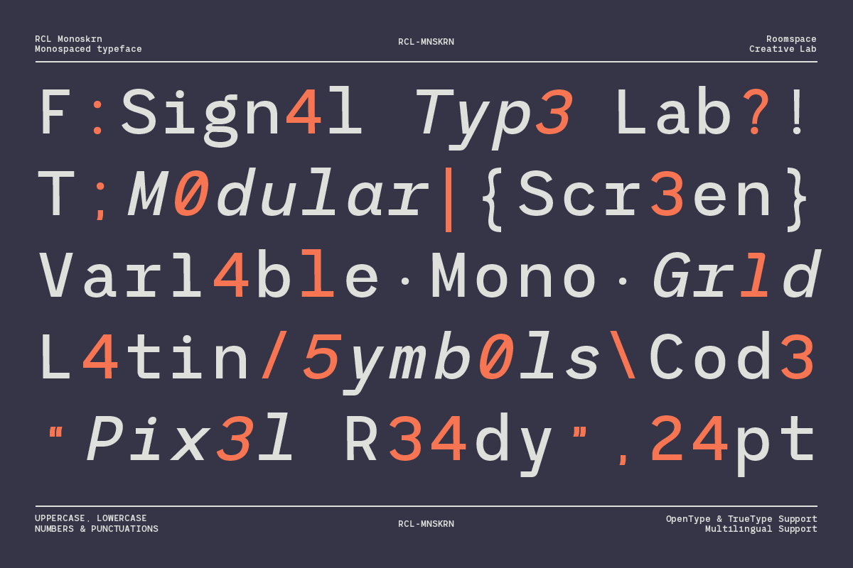 RCL Monoskrn – A Modern Monospaced, a Sans Serif Font by roomspace creative lab (Photo 11 of 15)