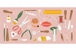 Crafting set. Tools for handmade, an Object Illustration by Onyx