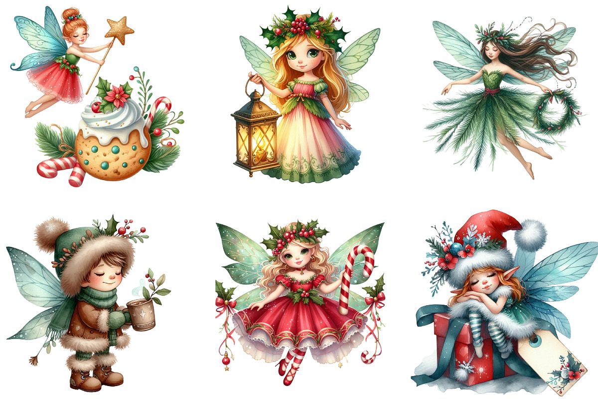 Christmas Fairy Clipart, an Illustration by DreamArtGraphic (Photo 2 of 5)