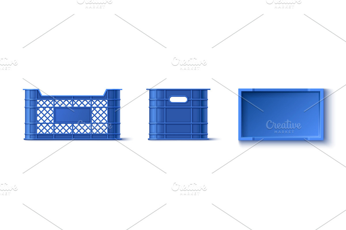 Blue plastic crate box for storage., an Illustration by art PVP - market