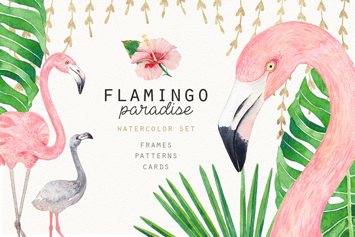 FLAMINGO PARADISE watercolor set, an Illustration by Natali Smolova (Photo 1 of 11)