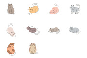 Cute Cats Illustration Set, an Animal Illustration by studiogstock (Thumbnail 1 of 3)