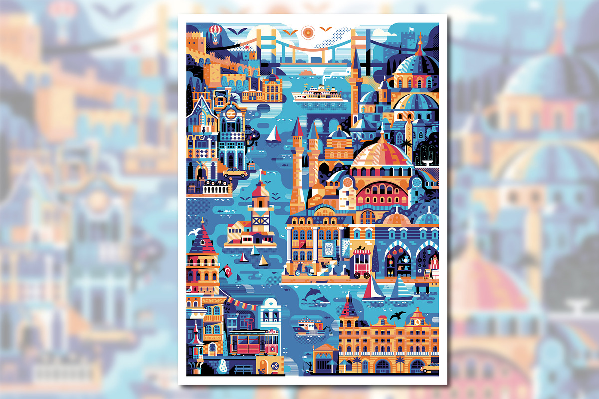 Istanbul Travel Poster, an Illustration by Alex Krugli (Photo 1 of 7)