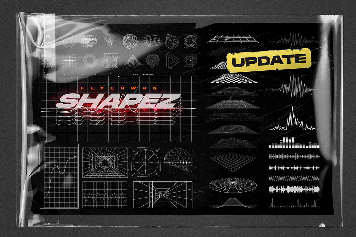 200 Retro Futuristic Shapes, an Object Graphic by FLYERWRK (Photo 1 of 13)