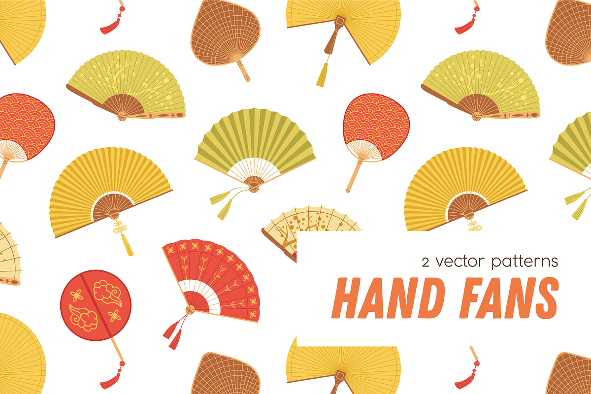 Asian hand fans seamless patterns, a Pattern Graphic by Good Studio (Photo 1 of 5)