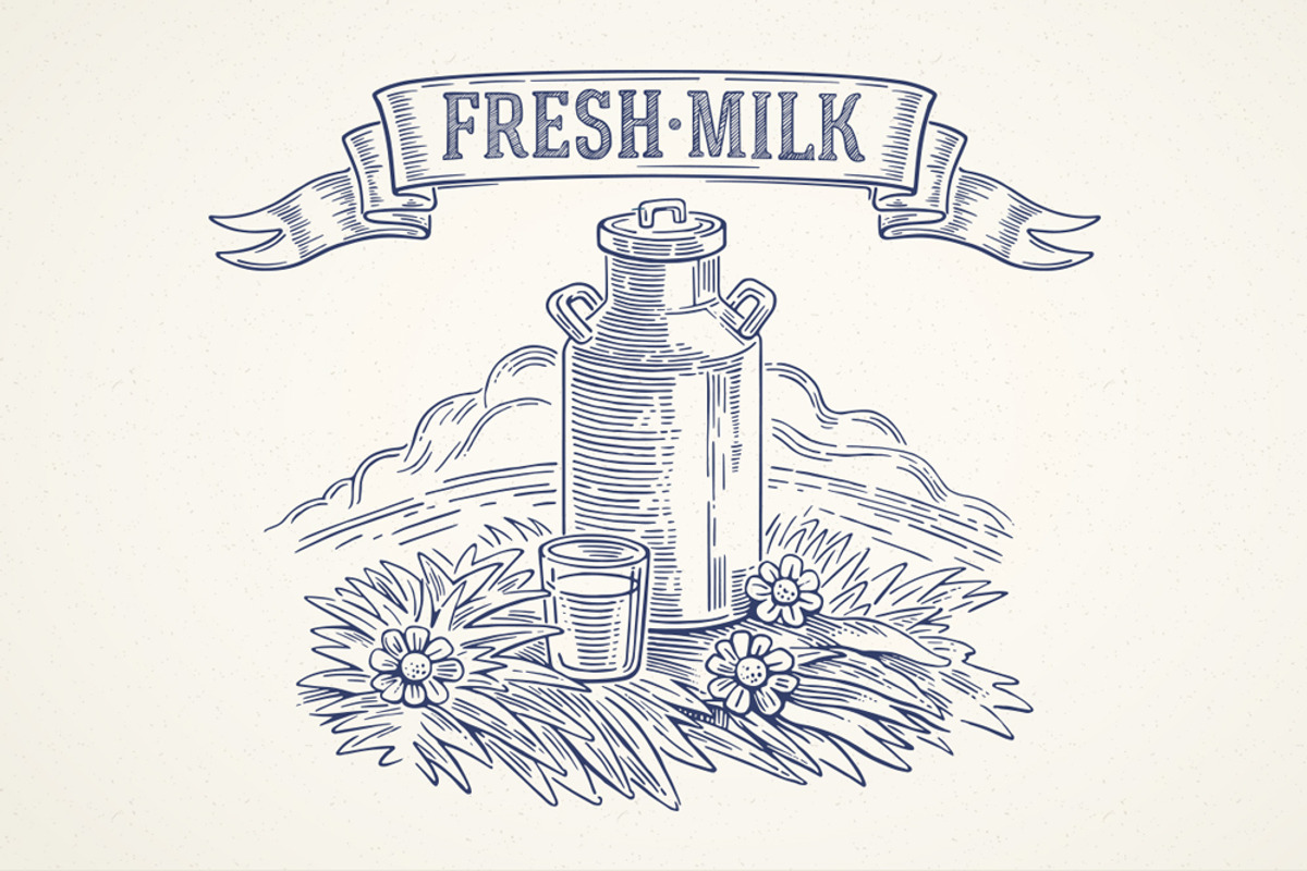 Milk Can and Glass of Milk on Meadow, a Food Illustration by Countryside life (Photo 2 of 5)