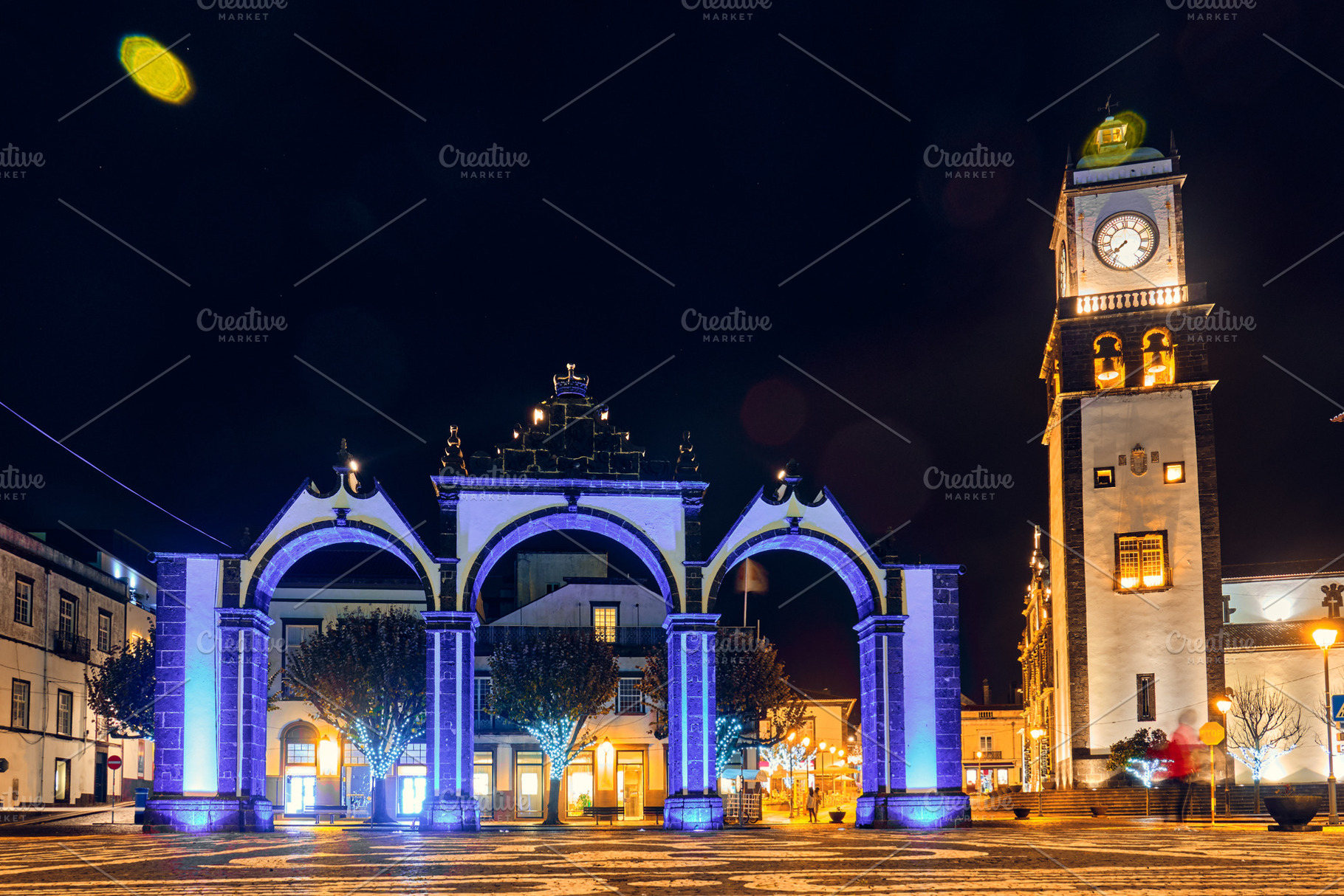 Ponte delgada azores portugal stock photo containing ponta delgada and night, an Architecture Photo by badahos