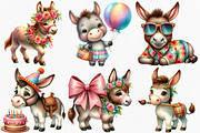 Watercolor Funny Donkey Clipart, an Illustration by Canvas Craft (Thumbnail 2 of 7)