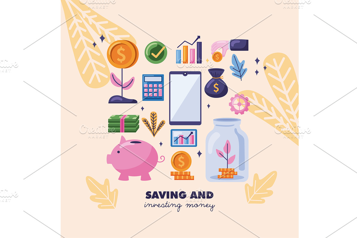savings and investing money, a Finance Illustration by studiogstock