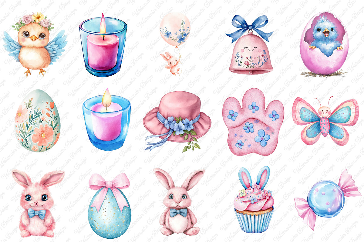 Pastel Easter Clipart, an Icon by Watercolor design (Photo 2 of 12)