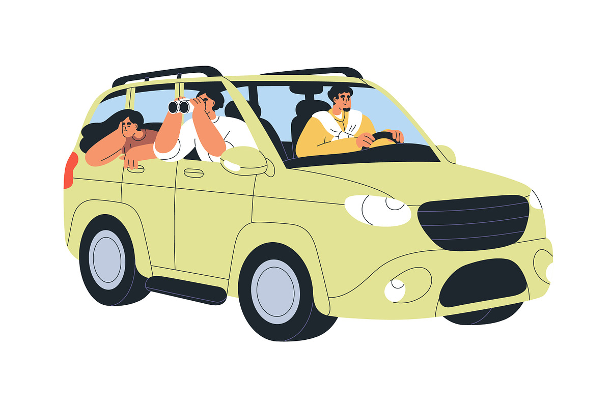People in car on road travel set, a Transportation Illustration by Good Studio (Photo 3 of 6)