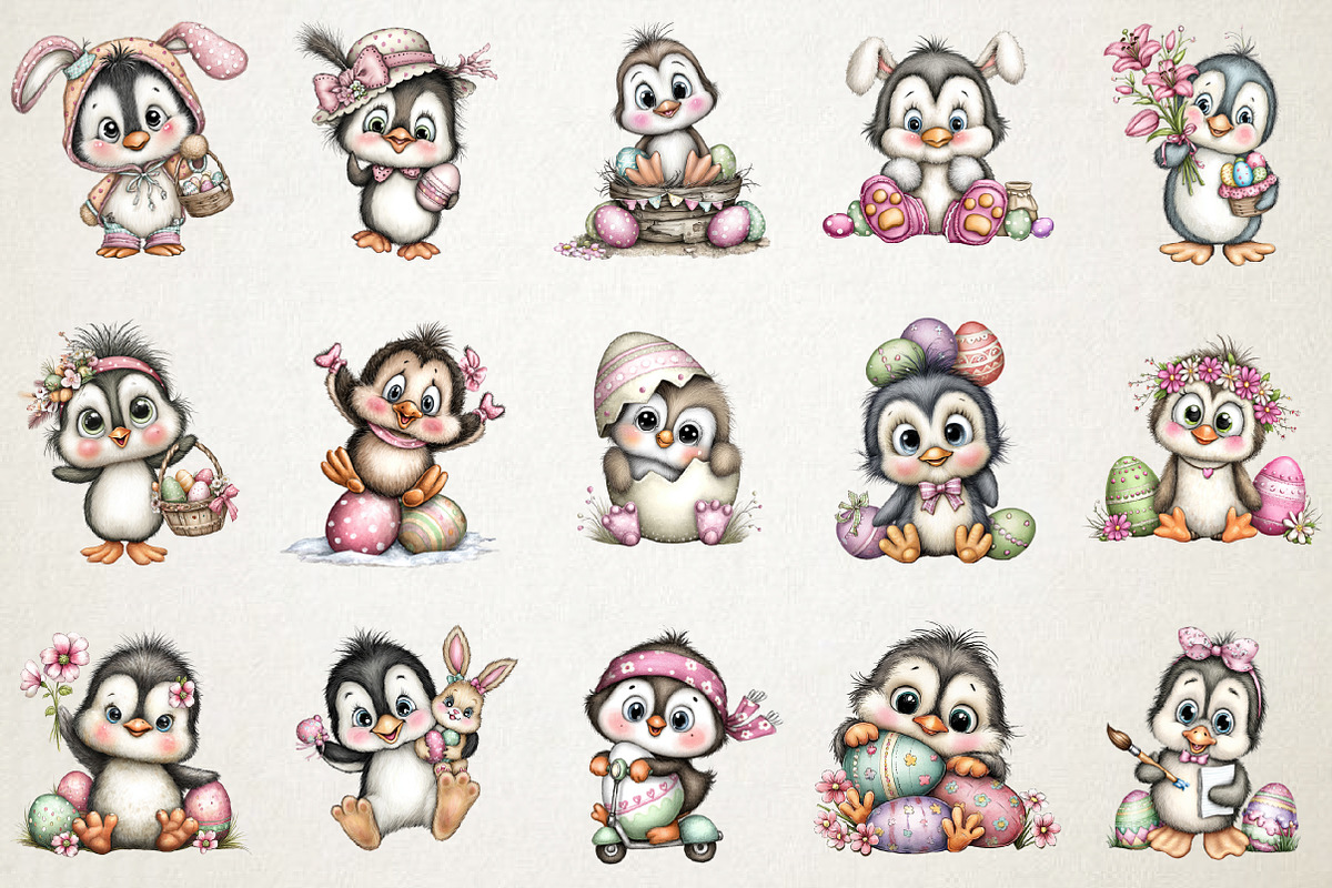 Quirky Easter Penguin Clipart Bundle, an Animal Illustration by RobertsArt (Photo 4 of 6)