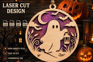 Halloween Ghost Laser Cut SVG, an Object Graphic by YA Design
