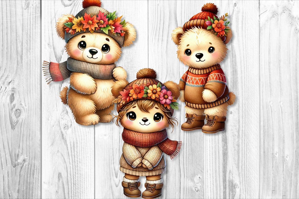Cute Autumn Bear Clipart Sublimation, a Seasonal Illustration by V Design Creator (Photo 5 of 7)