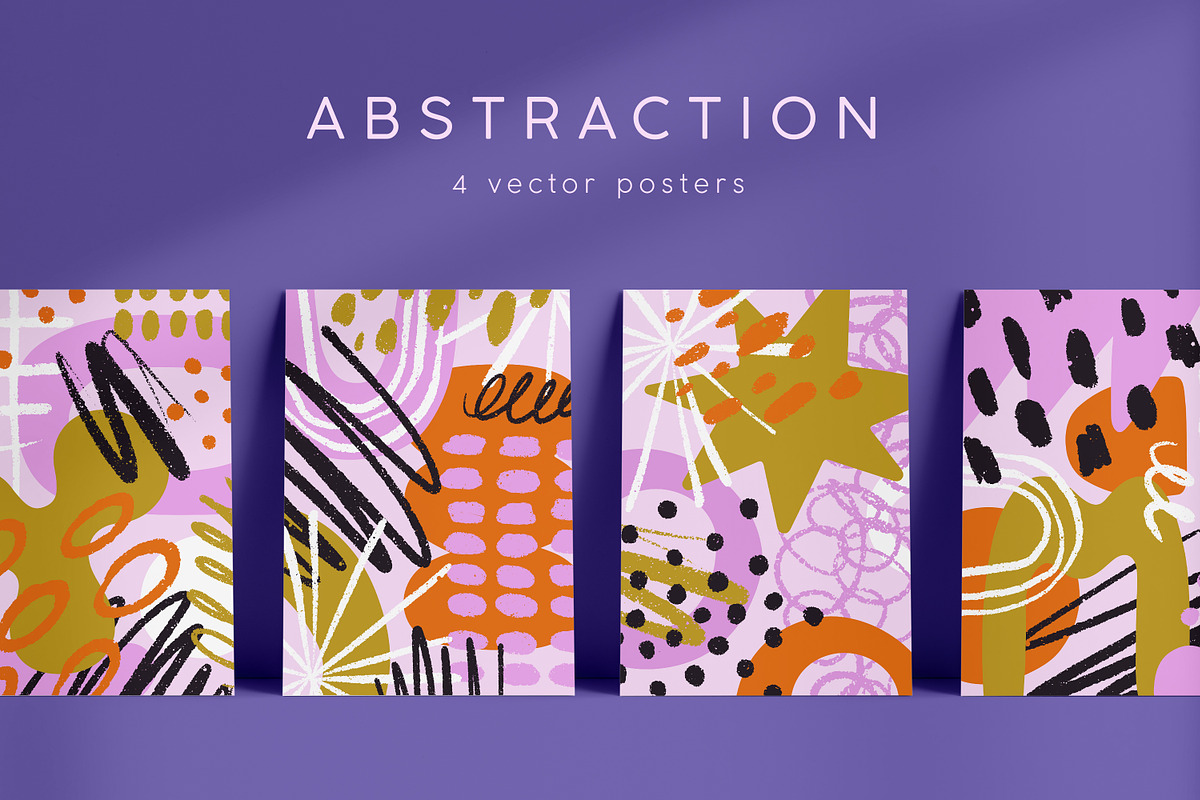 Abstract, doodle posters, cards set, a Decorative Illustration by Good Studio (Photo 1 of 5)