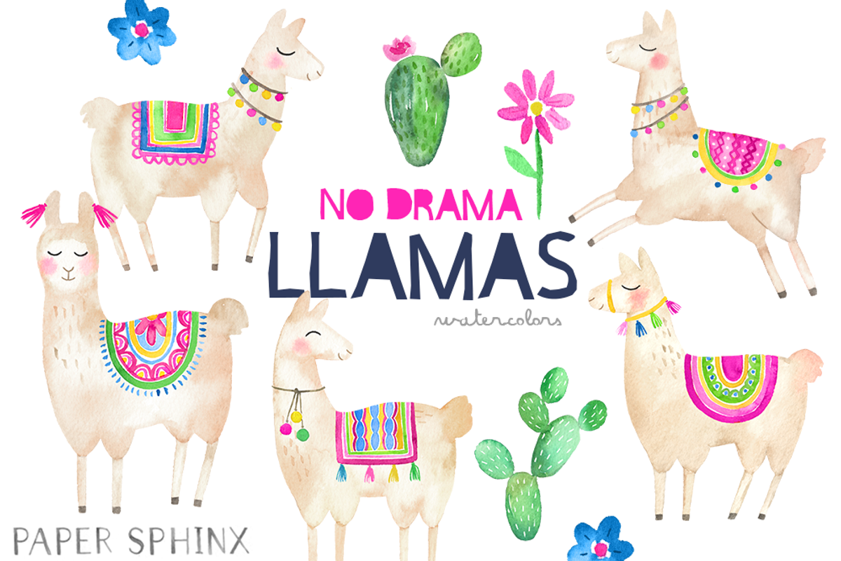 No Drama Llamas Clipart, an Illustration by PaperSphinx (Photo 1 of 3)