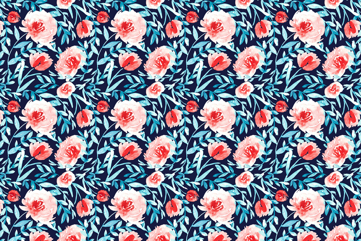 Coral, turquoise and navy, a Pattern Graphic by Anya-D (Photo 3 of 5)