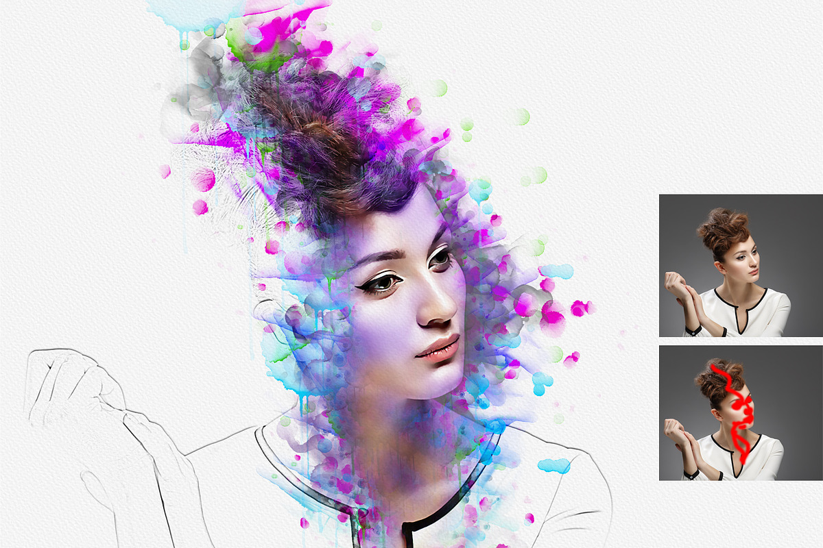 Portrait Watercolor Photoshop Action, an Action Add-On by MRI STUDIO (Photo 9 of 13)