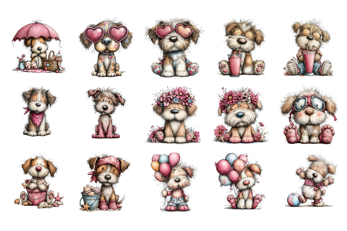 Whimsical Summer Dog Clipart, an Illustration by GatewayDesign (Photo 2 of 3)