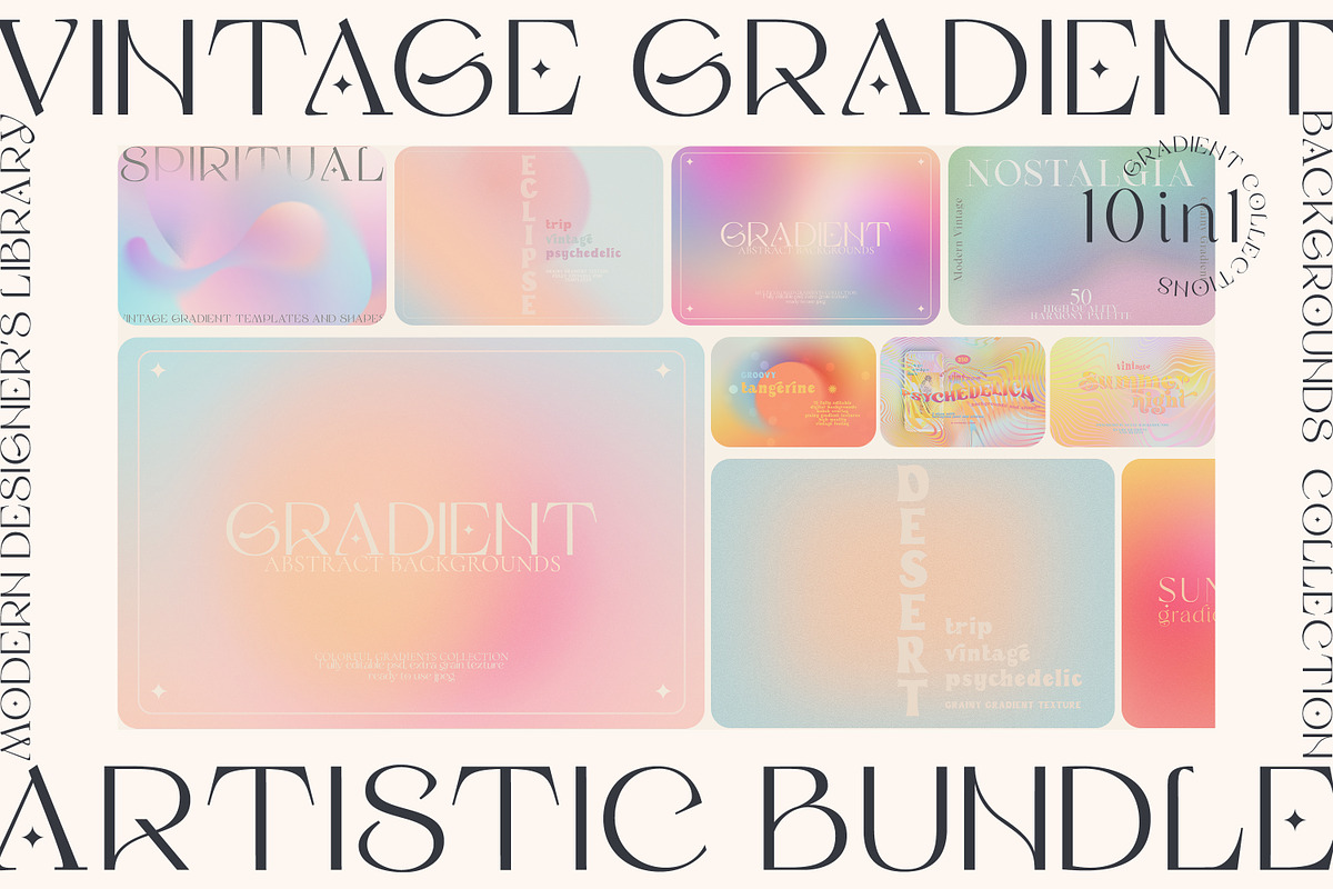 SALE 10in1 Vintage Gradient Bundle, a Texture Graphic by Vintage Digital Textures (Photo 1 of 11)