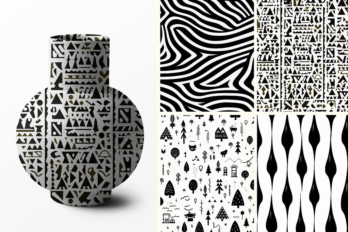 41 seamless black white mix pattern, a Pattern Graphic by ARTOZEN DIGITAL (Photo 3 of 14)