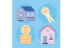 four rent house items, an Object Illustration by studiogstock
