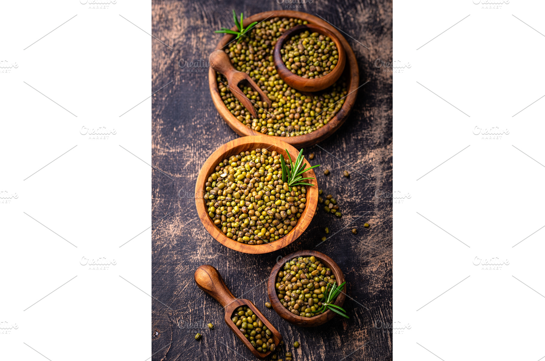 Raw uncooked mung beans on black, a Food & Drink Photo by Yulia Furman