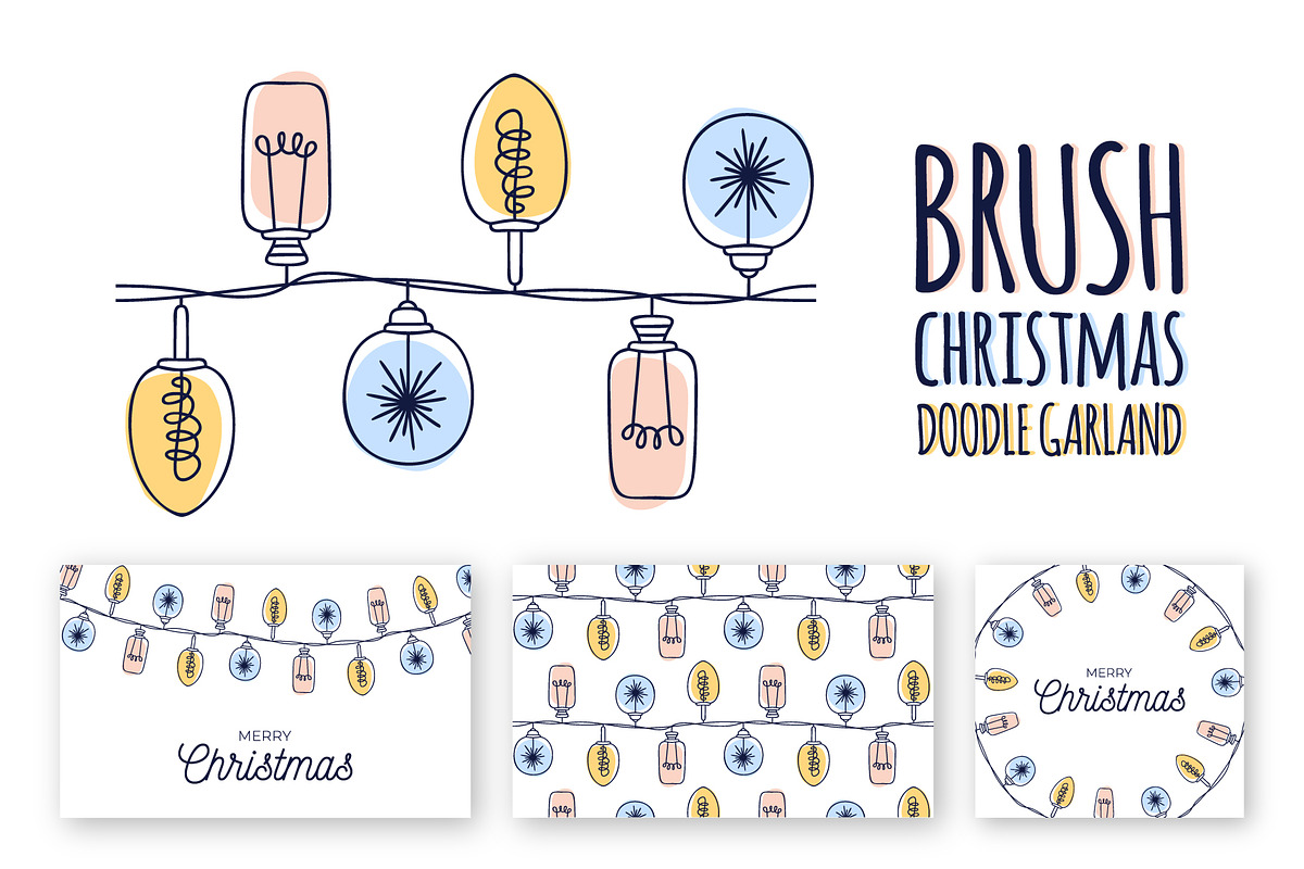 Christmas Doodle Garland Brush, a Brush Add-On by Lunarts Studio (Photo 1 of 6)