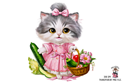 Vegetables Gardener Cat PNG Bundle, a Graphic by Clipart Bloom (Thumbnail 3 of 13)