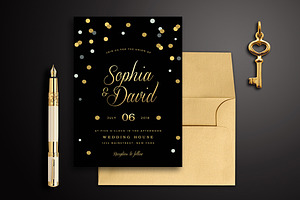 Black & Gold Wedding Invitation, an Invitation Template by Vynetta