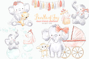 Elephant Babygirl Watercolor clipart, an Animal Illustration by Magic Story Studio (Thumbnail 1 of 4)