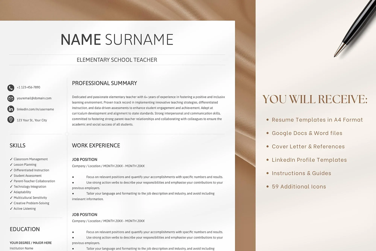 Teacher Resume Template Word Google, a Resume Template by OkiDocs Resume Templates (Photo 6 of 10)