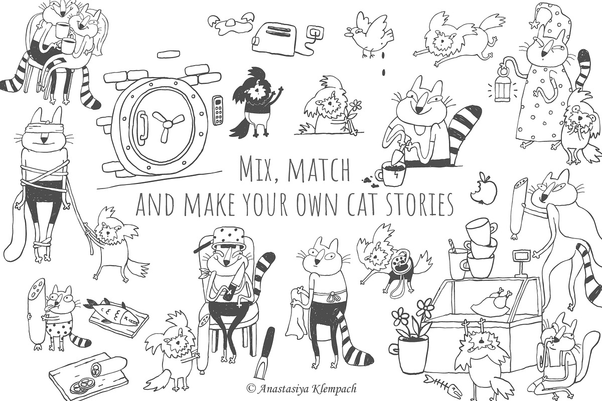 Hand-Drawn Cat Doodle Bundle, an Education Illustration by Anastasiya Klempach (Photo 5 of 10)