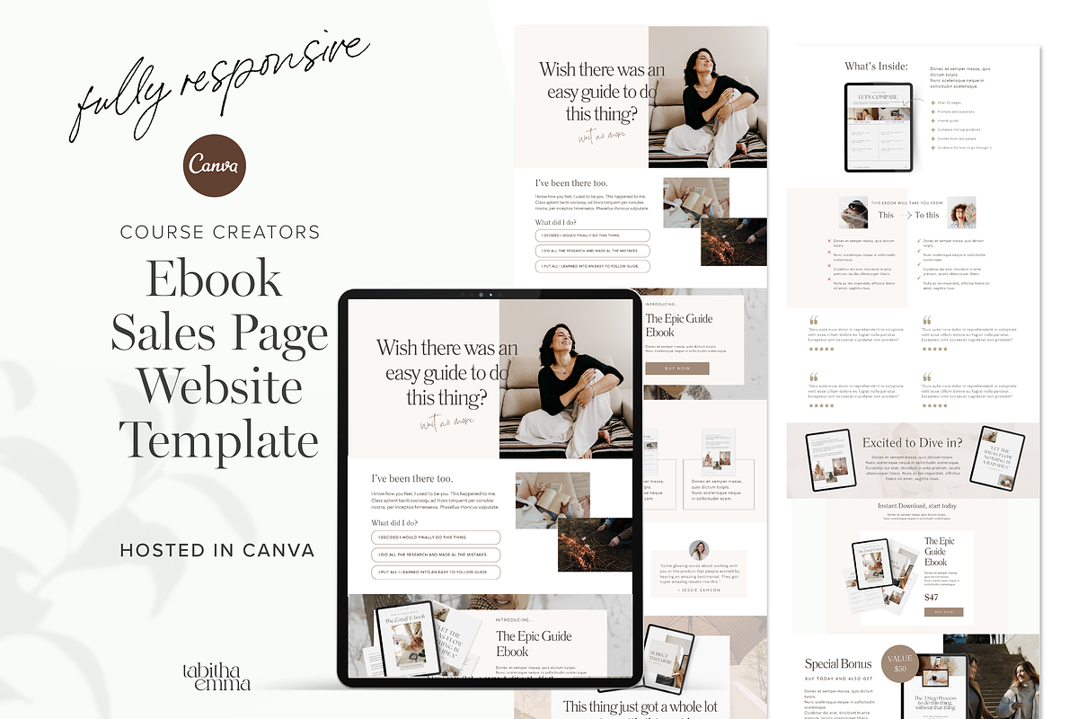Ebook Sales Page Canva Website, a Landing Page Template by Tabitha Emma (Photo 1 of 6)